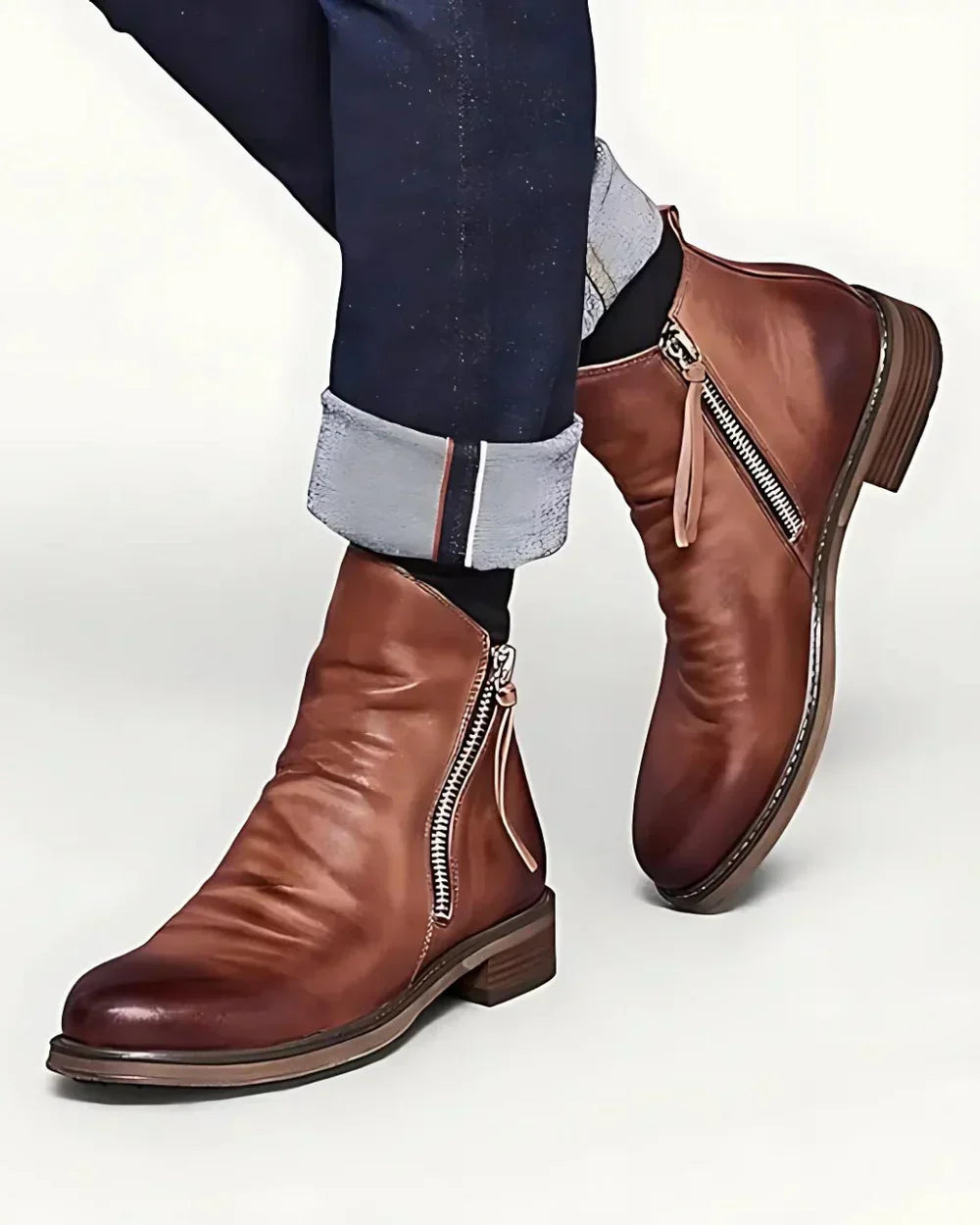 Arthur™ - Side Zip Leather Ankle Boots