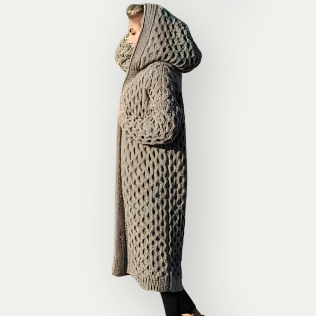 Esther - Wool Cardigan With Hoodie