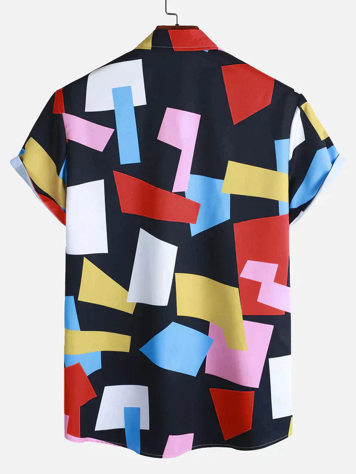 Desmond - Geometric Color Block Print Button Up Shirt