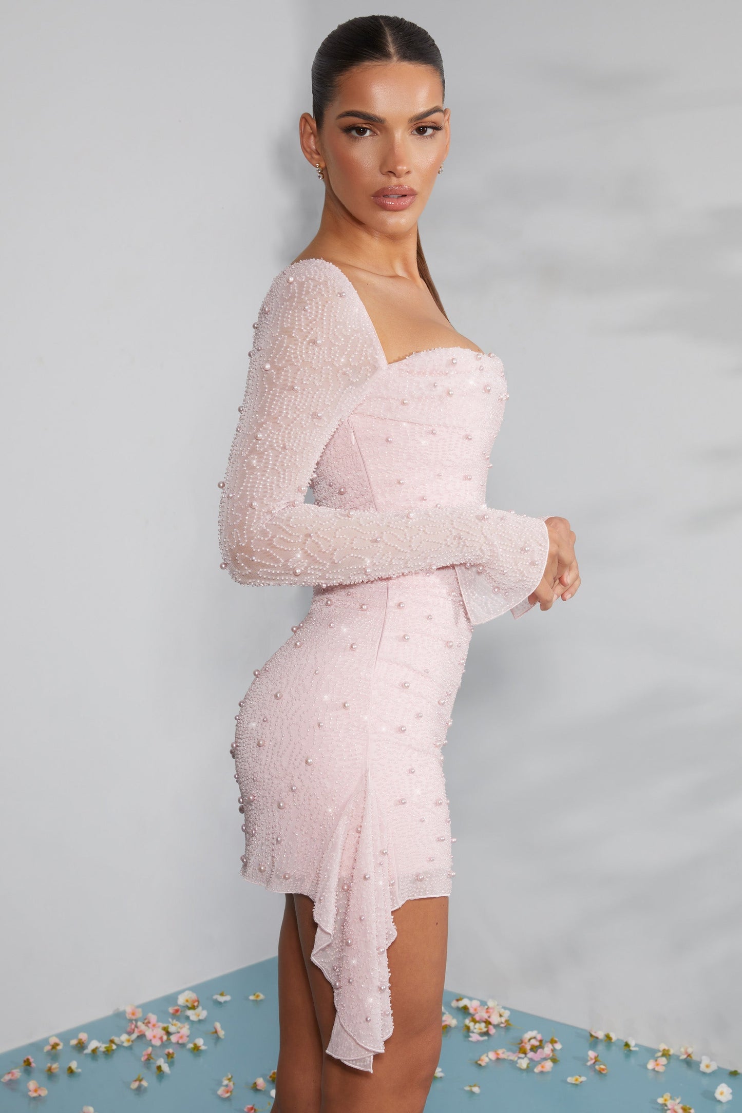 Sofie™ - Elegant Long Sleeve Beaded Dress