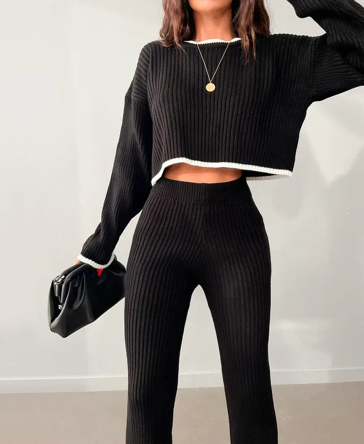 Emily - Ribbed Cropped Knitwear Set