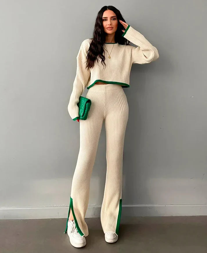 Emily - Ribbed Cropped Knitwear Set