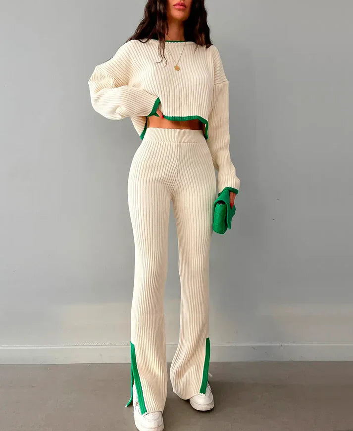 Emily - Ribbed Cropped Knitwear Set