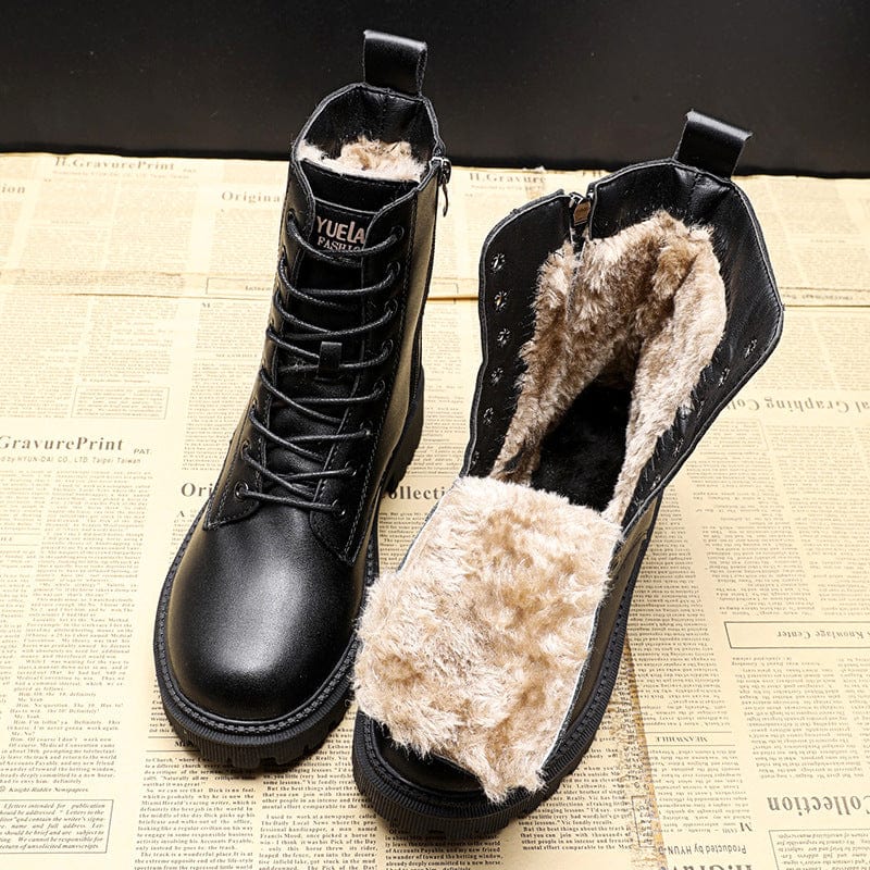 Parker - Leather Zip Faux Fur Boots