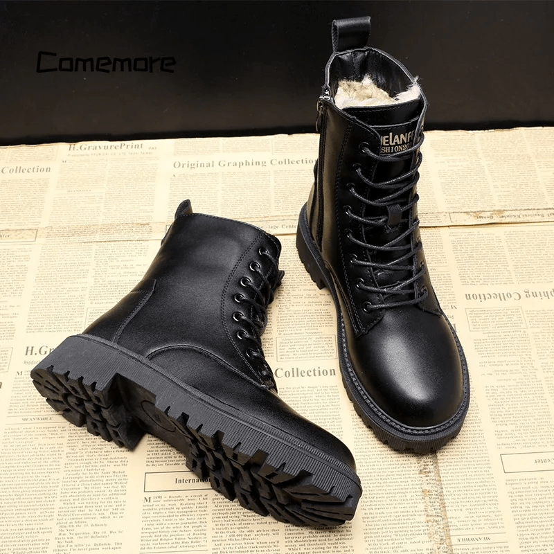 Parker - Leather Zip Faux Fur Boots