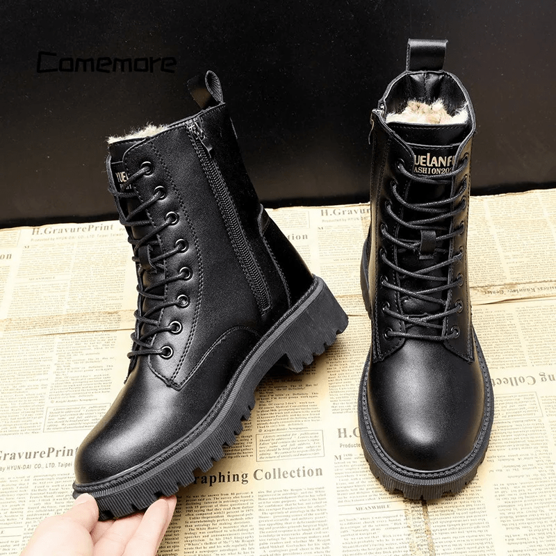 Parker - Leather Zip Faux Fur Boots