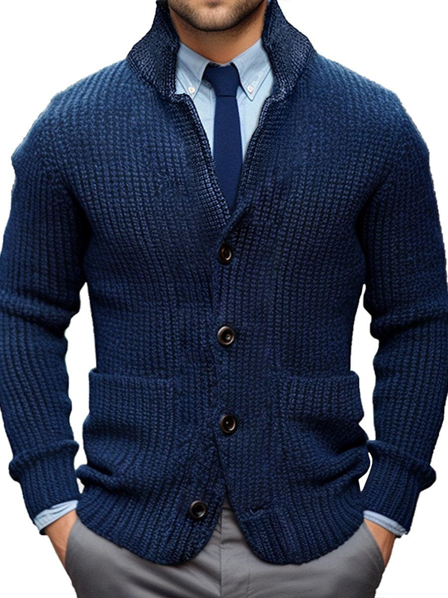 Sean - Business Casual Collared Knitted Cardigan