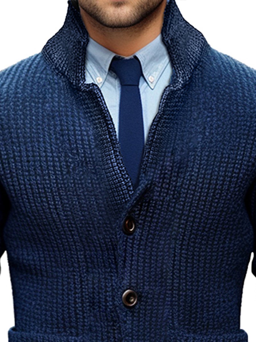 Sean - Business Casual Collared Knitted Cardigan
