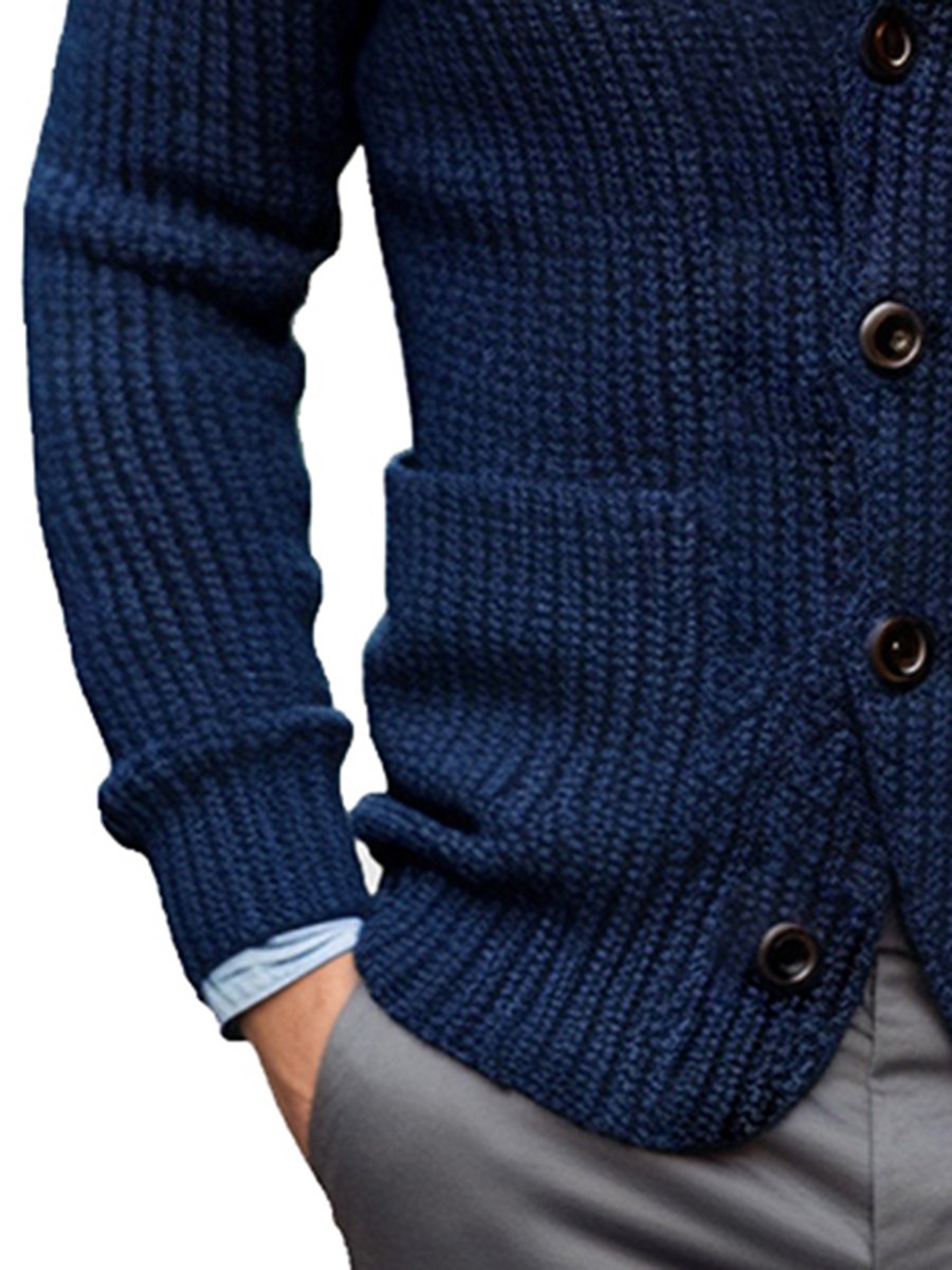 Sean - Business Casual Collared Knitted Cardigan