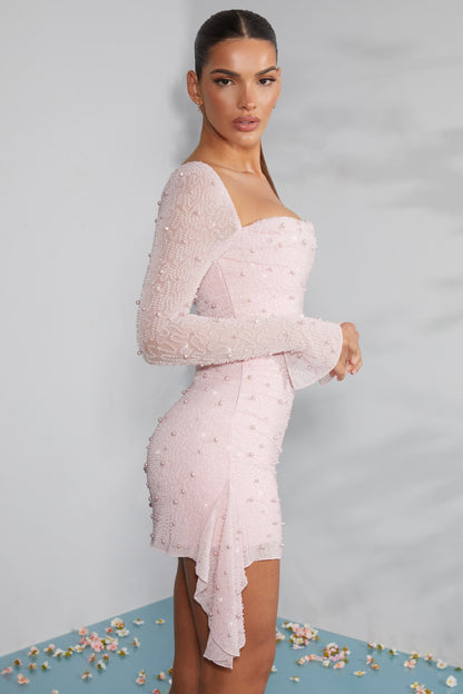 Sofie™ - Elegant Long Sleeve Beaded Dress