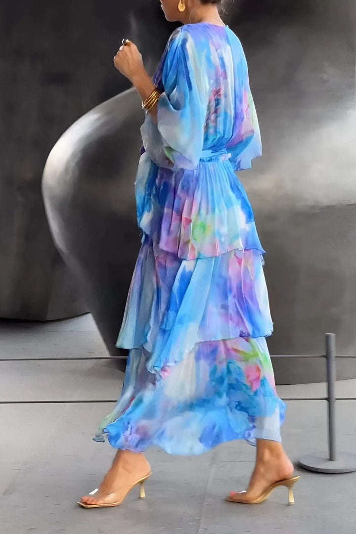 Polly™ -  Elegant Multi-Colour Maxi Dress