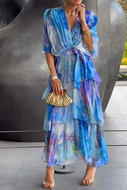Polly™ -  Elegant Multi-Colour Maxi Dress